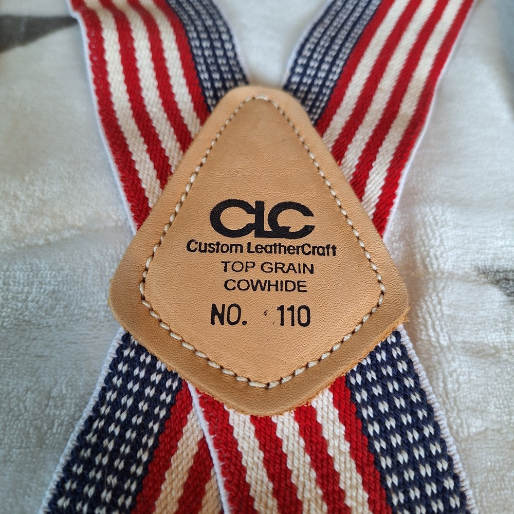 Custom Leathercraft Heavy Duty Suspenders USA Flag 110USA CLC Cowhide